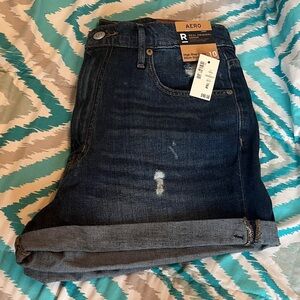 Aeropostale Dark Blue Distressed Jean Shorts